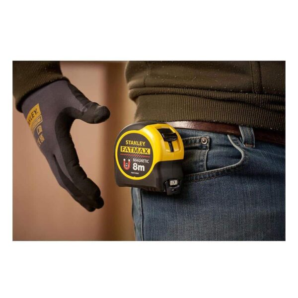 Stanley FatMax Magnetic Tip Tape 8 Metres Metric Only - Yellow/Black - Image 7