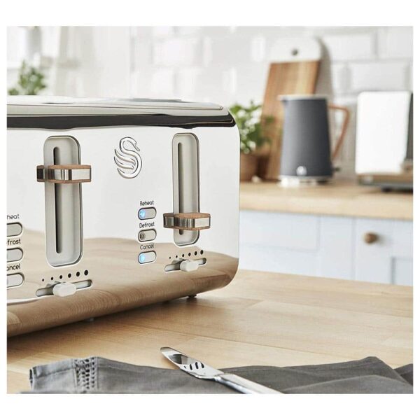 Swan Nordic 4 Slice Toaster Stainless Steel 1500 W - Slate Grey - Image 3