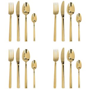 Mikasa Ciara Diseno Gold Cutlery Set Spoons Teaspoons Forks Knives – 16 Piece