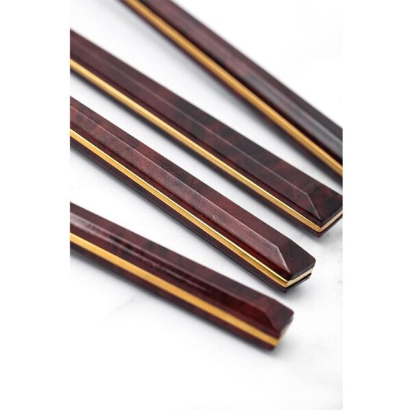 Mikasa Faux Tortoise Shell Gold Coloured Cutlery Set Spoons Teaspoons Forks Knives - 16 Piece - Image 4