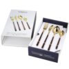 Mikasa Faux Tortoise Shell Gold Coloured Cutlery Set Spoons Teaspoons Forks Knives - 16 Piece - Image 8