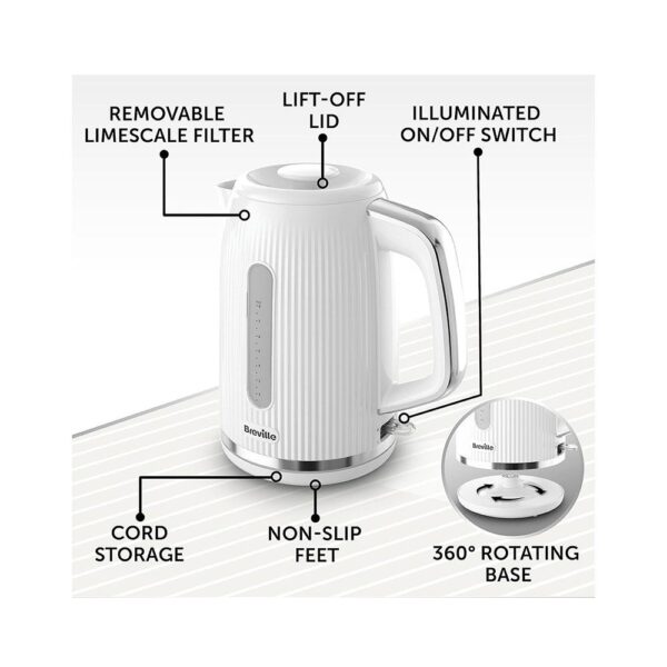 Breville Bold Electric Jug Kettle 3000W 1.7 Litre - White & Silver Chrome - Image 5