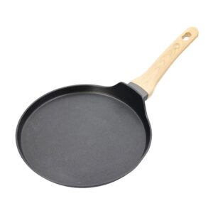 MasterChef Pancake Pan Crepe Maker Tawa 25cm Non Stick With Wood Look Handle – Black