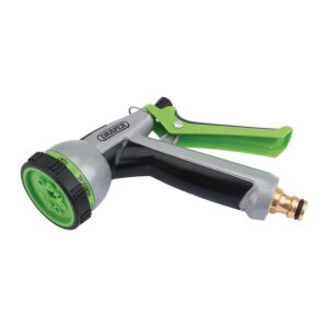 Draper 8 Pattern Spray Gun Lightweight Aluminium Garden Water Hose Spray – Green & Black