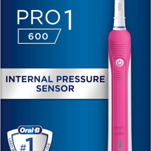 Oral-B Pro 600 Cross Action Electric Toothbrush Rechargeable With Pressure Sensor – Pink