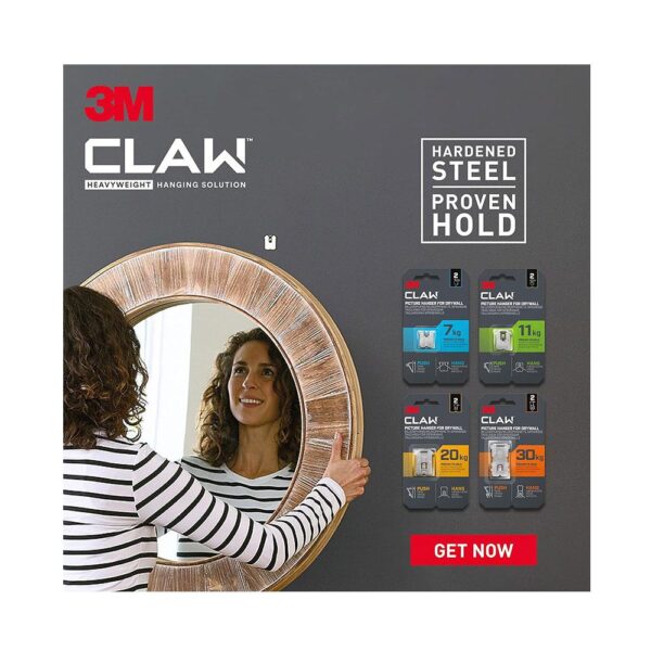 3M CLAW Drywall Picture Hanger Wall Hooks Holds Up To 7kg - 4 Hangers - Image 9