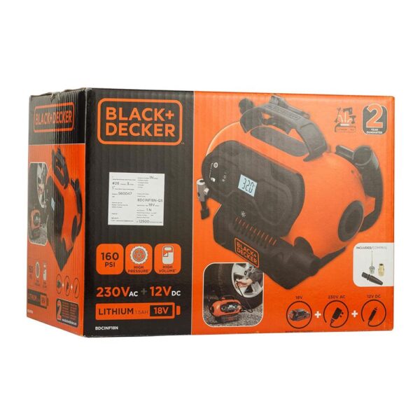 Black & Decker 12V Electric Cordless High Pressure Inflator - Orange/Black - Image 14