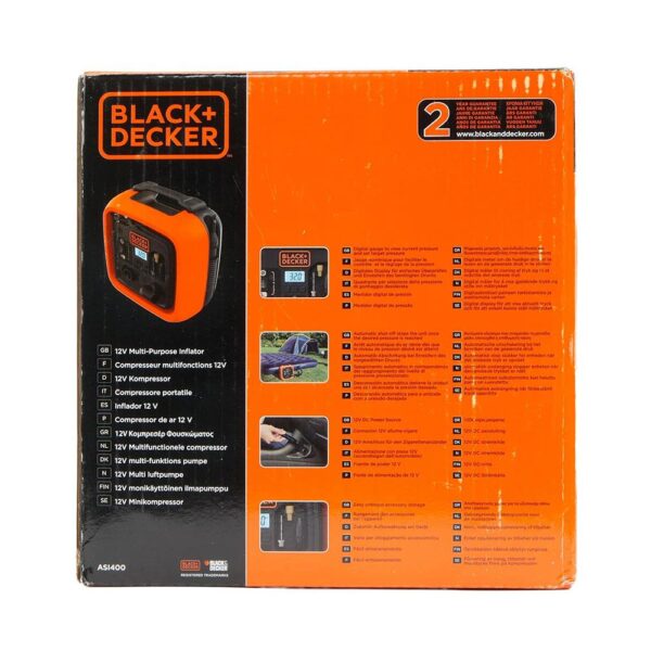 Black & Decker 12V Electric Cordless High Pressure Inflator - Orange/Black - Image 18