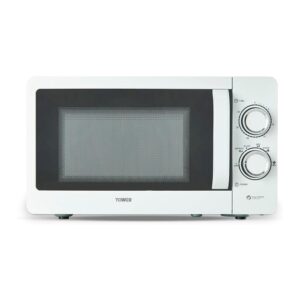 Tower Manual Microwave 20 Litres With Sleek Mirror Door 800W – White/Chrome