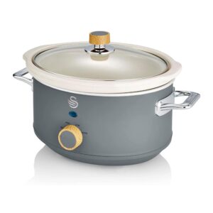 Swan Nordic Slow Cooker 3.5 Litres With Glass Lid & 3 Temperature Settings 200W – Grey