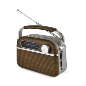 Lloytron Vintage Rechargeable Bluetooth AM/FM Radio – Wood Effect