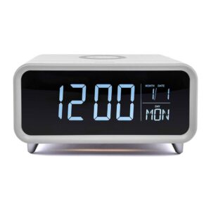 Groov-e Athena Alarm Clock With Wireless Charging Pad & Night Light – White