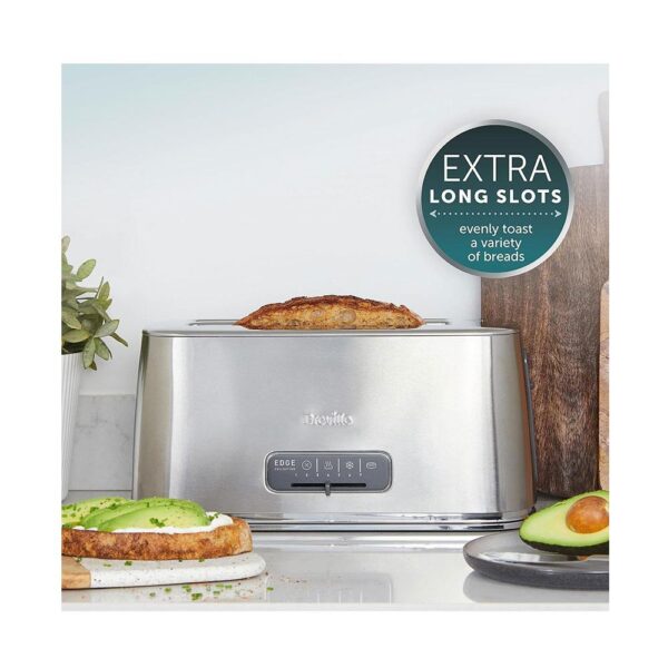 Breville Edge Long Slot 4 Slice Toaster Brushed Stainless Steel 1600W - Silver - Image 2