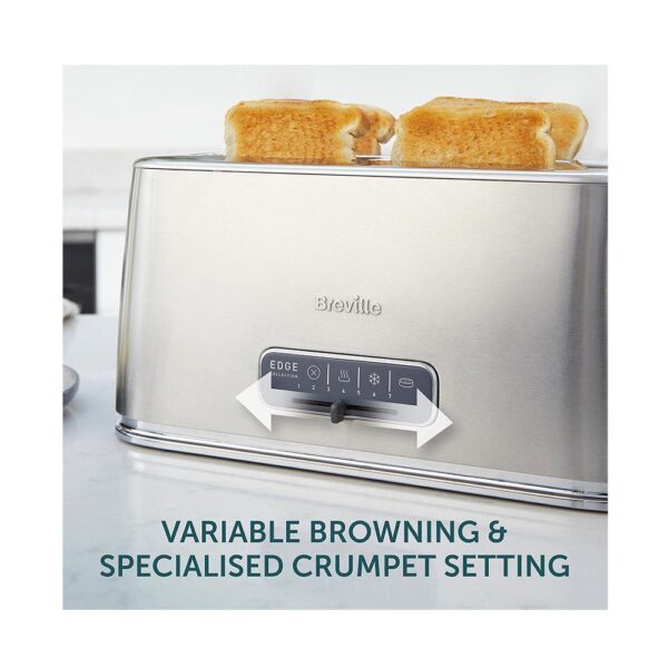 Breville Edge Long Slot 4 Slice Toaster Brushed Stainless Steel 1600W - Silver - Image 4