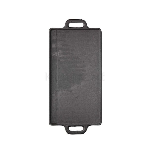 KitchenCraft Deluxe Cast Iron Griddle Plate With Non Stick Finish And Handles Induction Safe 45 x 23 cm - Black - Image 2