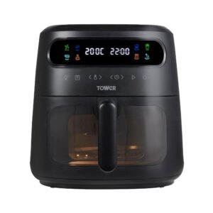 Tower Vortx Vizion Air Fryer With Colour Digital Display 7 One-Touch Cooking Functions 1750W 6 Litre – Black
