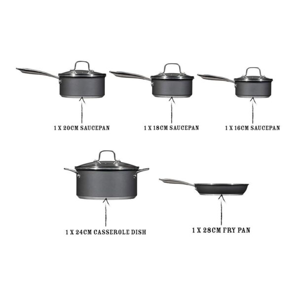 Hairy Bikers 16cm 18cm And 20cm Saucepans 28cm Frying Pan And 24cm Casserole Pot 5 Piece Set - Image 3