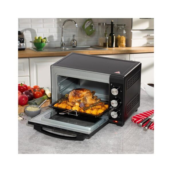 Daewoo Electric Oven with Adjustable Temperature Control Stainless Steel Glass 1300 W 23 Litre - Black - Image 2
