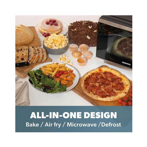 Daewoo Actuate 5-In-1 Air Fryer & Microwave Oven With 10 Power Levels 2400W 26 Litres - Black - Image 3