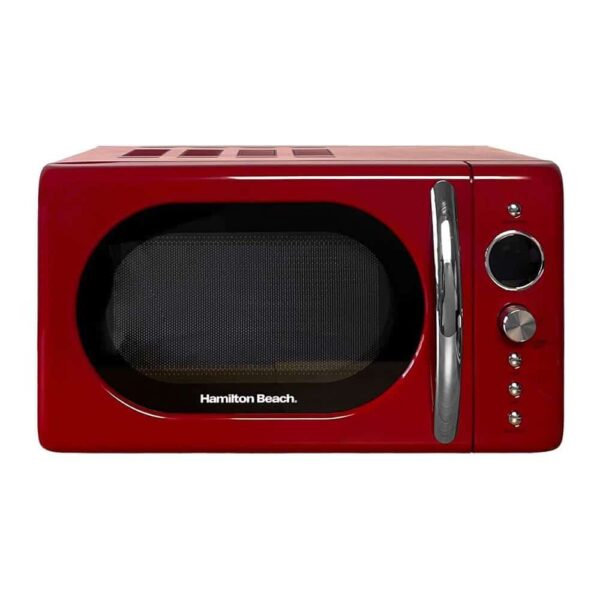 Hamilton Beach Retro Microwave With 8 Cooking Pre-Sets Programs Stainless Steel 700W 20 Litres - Red