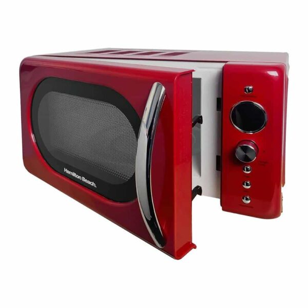 Hamilton Beach Retro Microwave With 8 Cooking Pre-Sets Programs Stainless Steel 700W 20 Litres - Red - Image 2