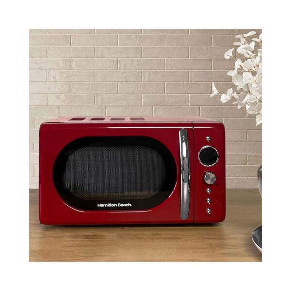 Hamilton Beach Retro Microwave With 8 Cooking Pre-Sets Programs Stainless Steel 700W 20 Litres - Red - Image 3