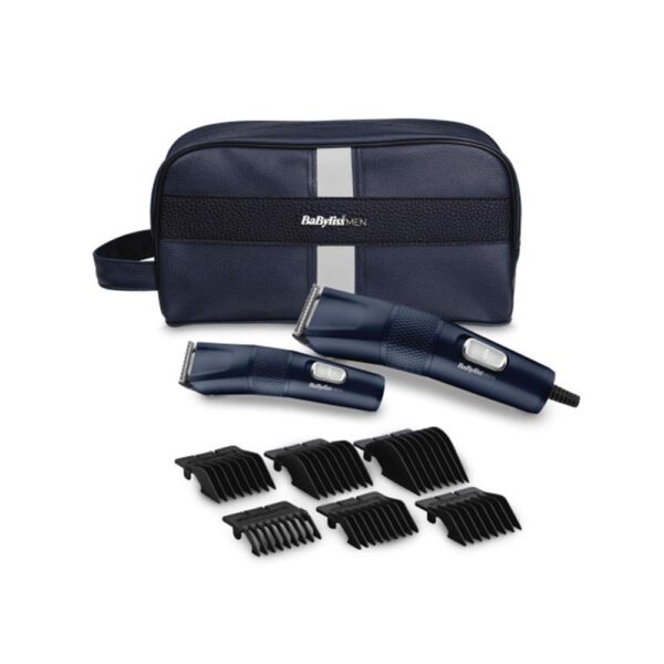 BaByliss Men Steel Edition Professional Hair Clipper & Trimmer Shaver Gift Set - Blue