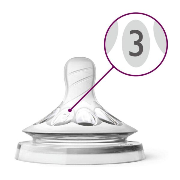 Philips Avent Natural Ultra Soft Teat With Flexible Spiral Design 3 M+ Pack of 2 - Image 3