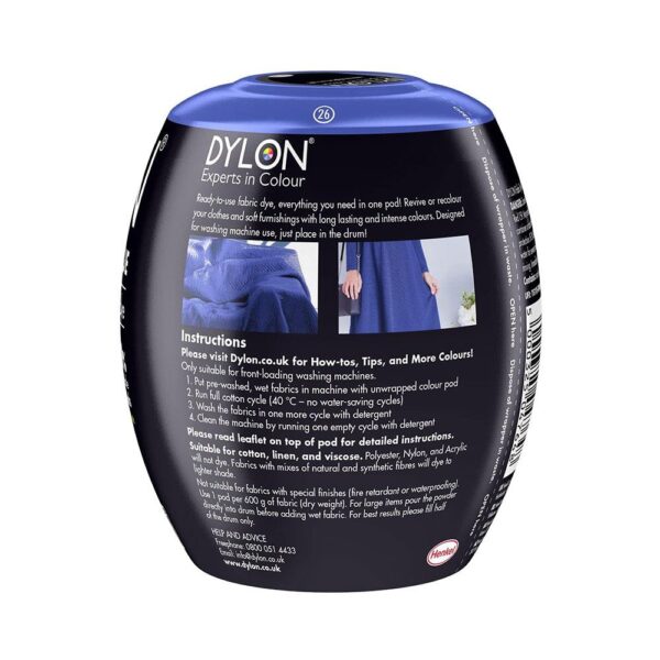 Dylon Machine Fabric Dye Pod For Clothes And Soft Furnishings 350g - Ocean Blue - Image 2
