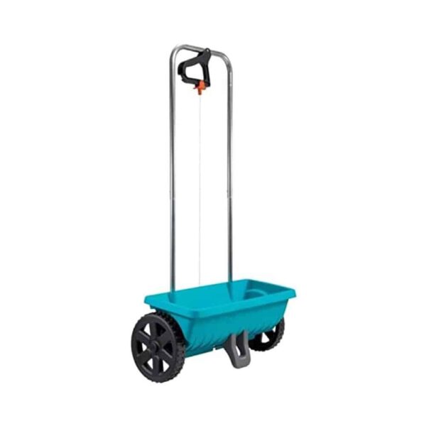 Gardena Spreader L For Delivering Fertiliser Seeds & Salt With Locking Slide 12.5 Litre Capacity - Blue