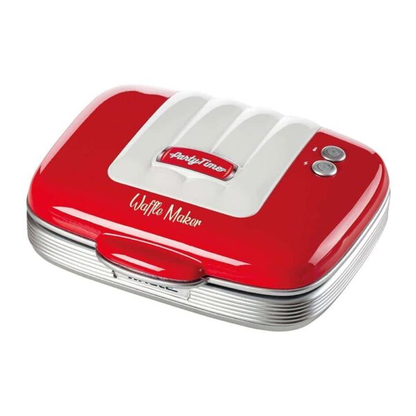 Ariete Retro Style Party Time Waffle Maker With Non-Stick Electric Plates 700W - Red