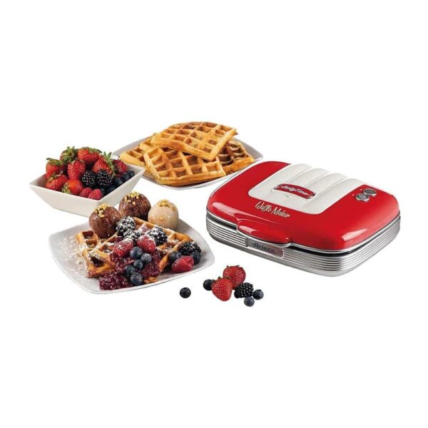 Ariete Retro Style Party Time Waffle Maker With Non-Stick Electric Plates 700W - Red - Image 2