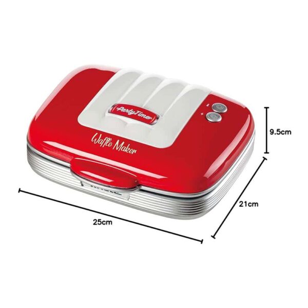 Ariete Retro Style Party Time Waffle Maker With Non-Stick Electric Plates 700W - Red - Image 6
