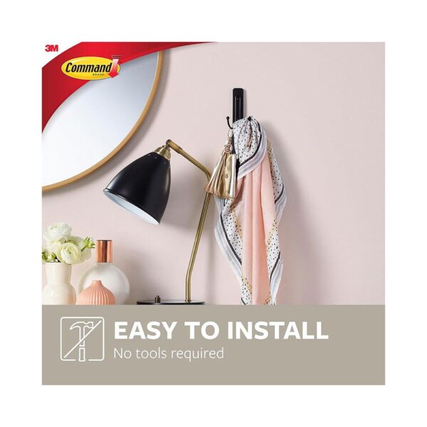 3M Command Double Hook Large 1 Hook And 1 Large Strip 1.8kg Holding Power - Matte Black - Image 4