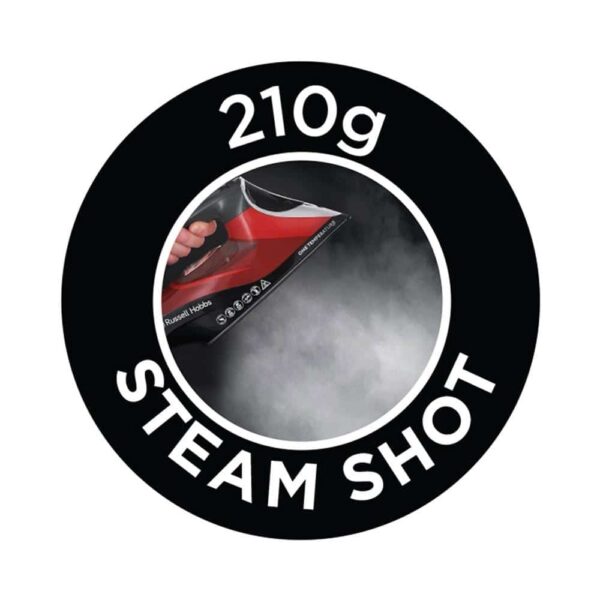 Russell Hobbs One Temperature Steam Iron 2600W 350ml Water Tank - Red/Black - Image 6