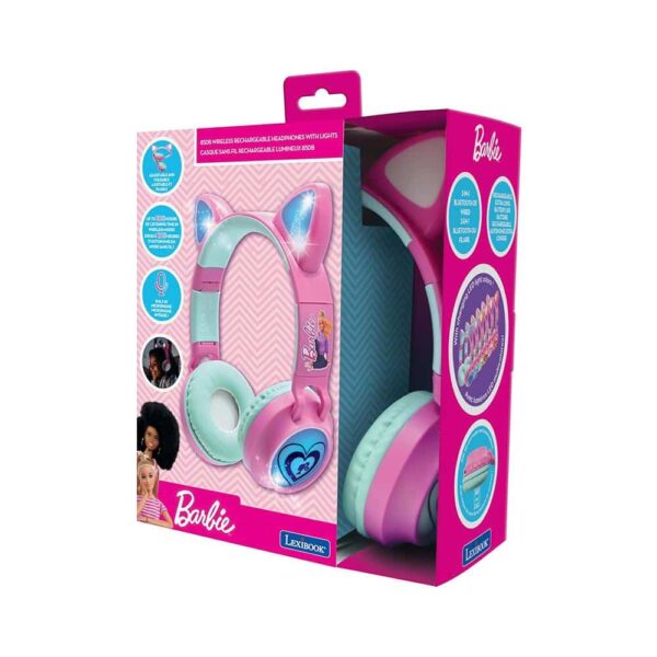 Lexibook Barbie Bluetooth Headphones With LED Lights - Pink/Blue - Image 5