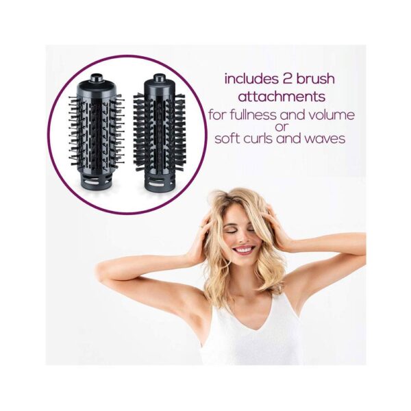 Beurer HT 80 Rotating Hot Air Brush With Ceramic Coating & 2 Heat Settings 1000W With 2 Attachments - Black - Image 5