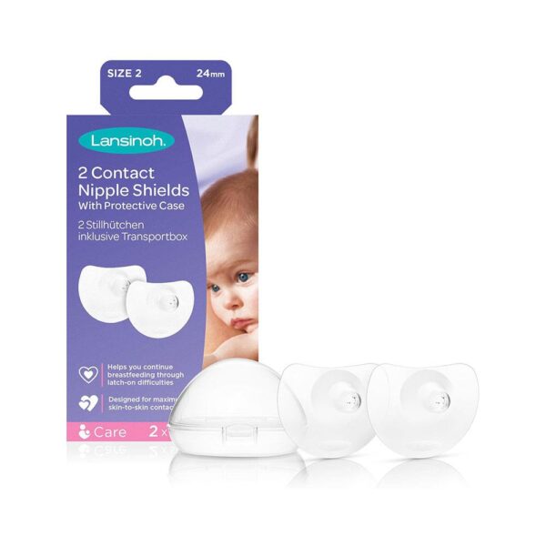 Lansinoh Contact Nipple Shields With Protective Case 24mm 2 Pack - Transparent