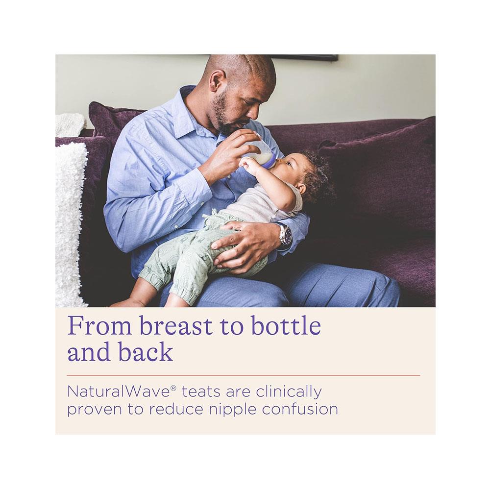 Lansinoh Feeding Bottles 240ml With NaturalWave Teat Anti-Colic Baby Bottle - Transparent - Image 2