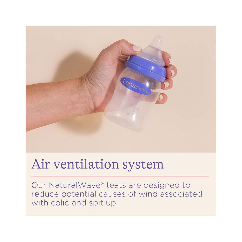 Lansinoh Feeding Bottles 240ml With NaturalWave Teat Anti-Colic Baby Bottle - Transparent - Image 4