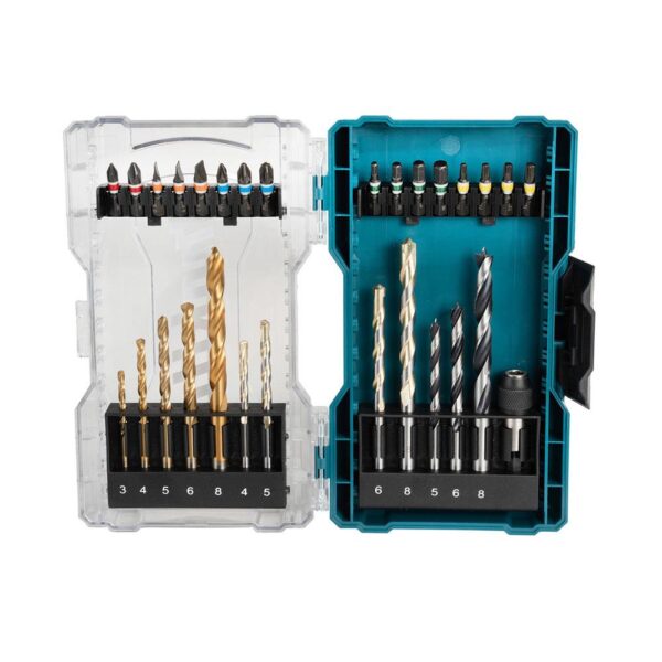 Makita Drill And Screw Bit Set For Wood Metal Masonry In Holder - 29 Piece