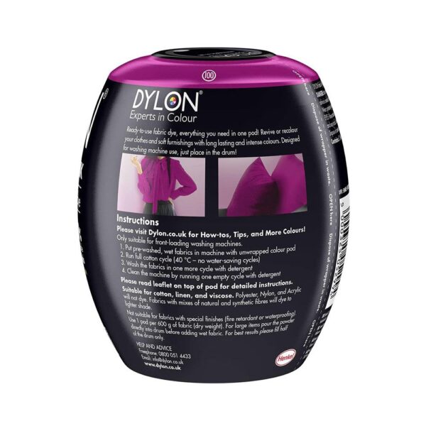 Dylon Machine Fabric Dye Pod For Clothes And Soft Furnishings 350g - Orchid Pink - Image 2