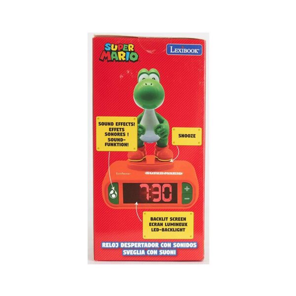 Lexibook Nintendo Super Mario 3D Yoshi Childrens Alarm Clock With Night Light Snooze - Orange/Green - Image 9