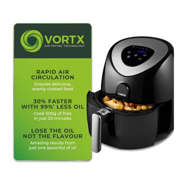 Tower Vortx Digital Air Fryer Oven With Rapid Air Circulation 1500W 4.3 Litre - Black - Image 3