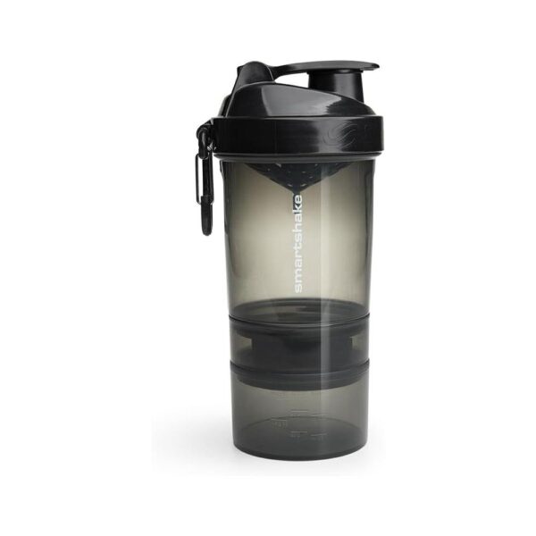 Smartshake Original 2Go ONE Protein Shaker 600ml Capacity With Storage - Gunsmoke Black