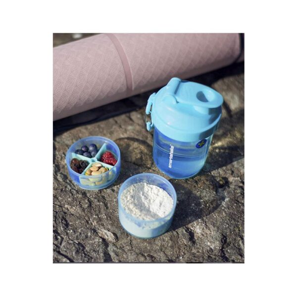 Smartshake Original 2Go ONE Protein Shaker 600ml Capacity With Storage - Neon Blue - Image 5