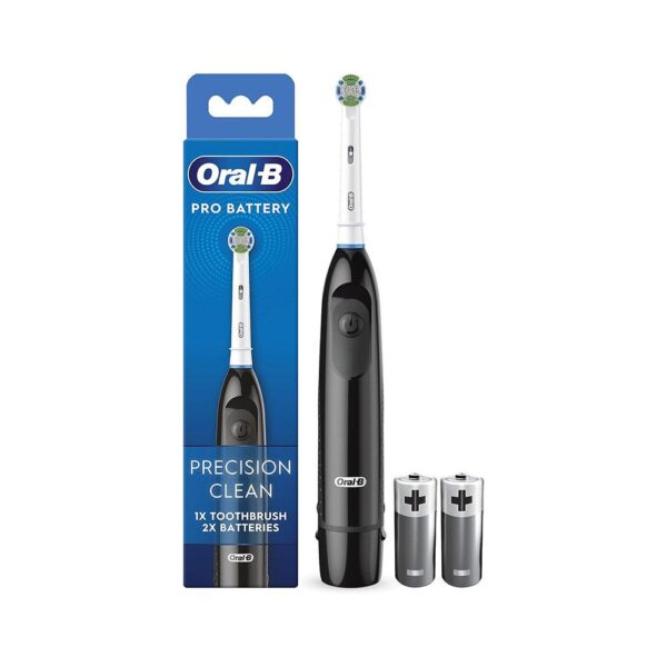 Oral-B Pro Battery Toothbrush Precision Clean Replaceable Brush Head With 2 Batteries - Black