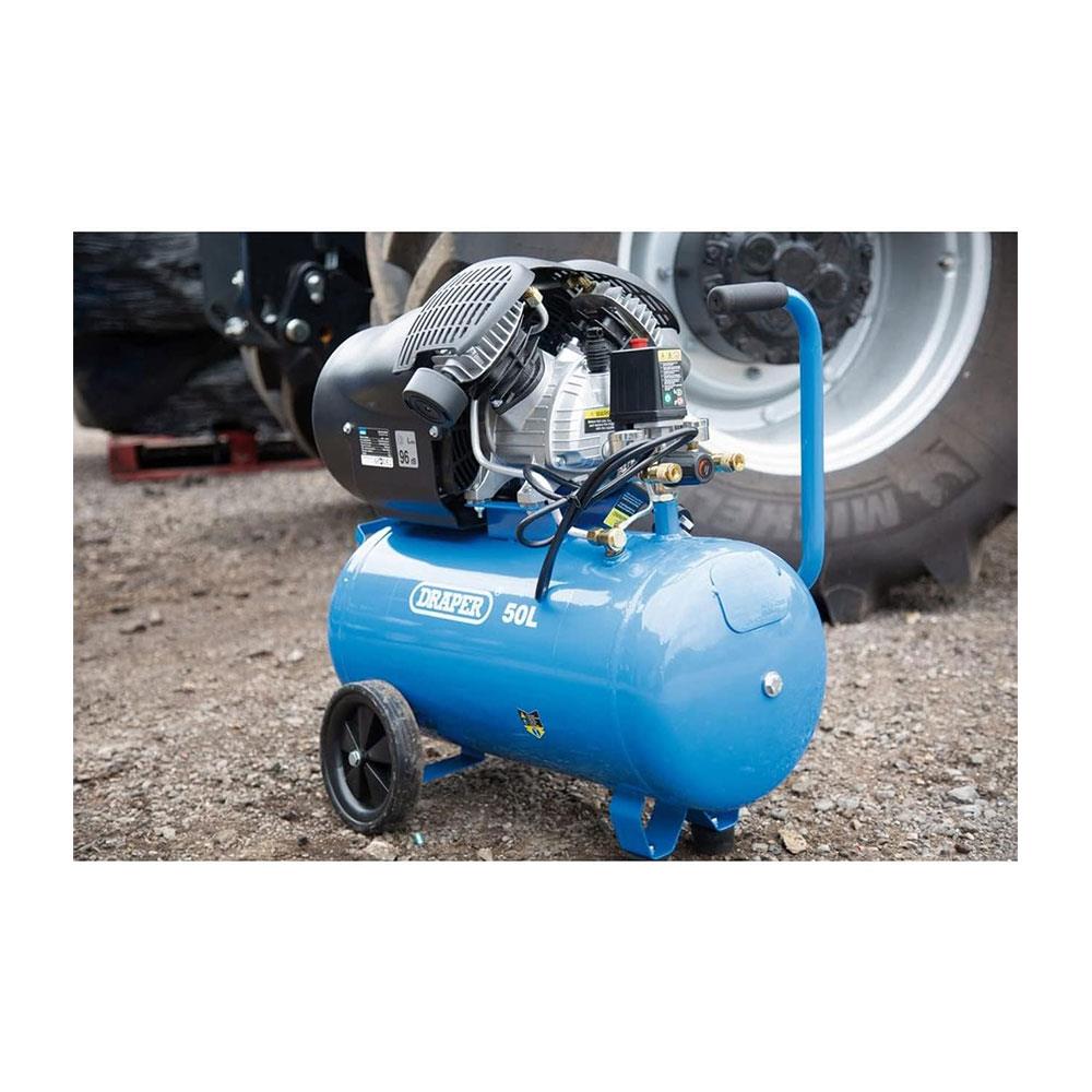 Draper Direct Drive V-Twin Air Compressor 50 Litres 2.2kW/3hp 230V - Blue - Image 2