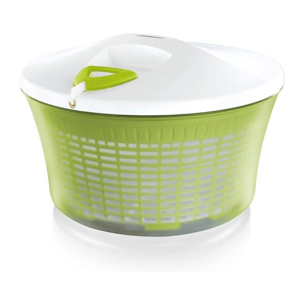 Leifheit Salad Spinner Signature Holds 5.5 Litres Large Clear Serving Bowl Colander Basket - Green & White
