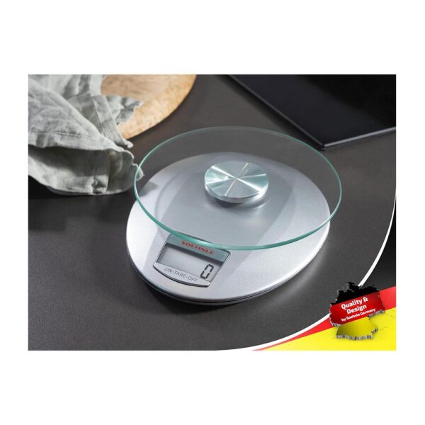 Soehnle Roma Digital Kitchen Scales 5kg Load Capacity Electric Glass Digital Food Scale - Silver - Image 2